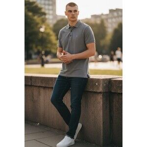 Allsaints Men’s Polo Shirt Size Medium Light Grey